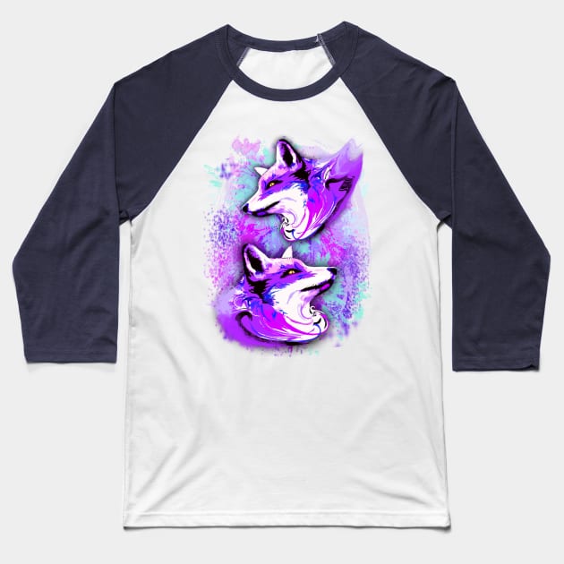 Purple Fox Spirit Baseball T-Shirt by BluedarkArt